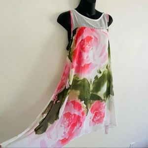 White with pink rose dress